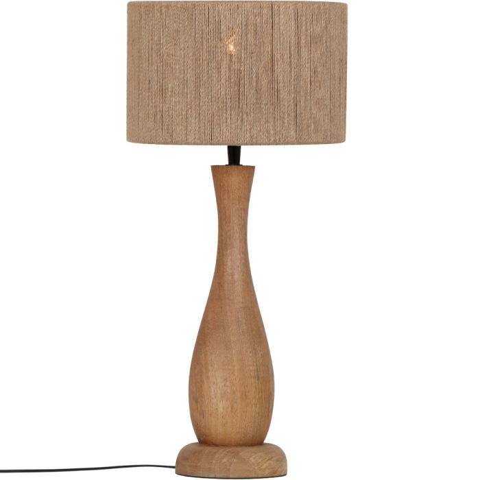 Trio Toba 567200130 houten tafellamp met kap van jute touw