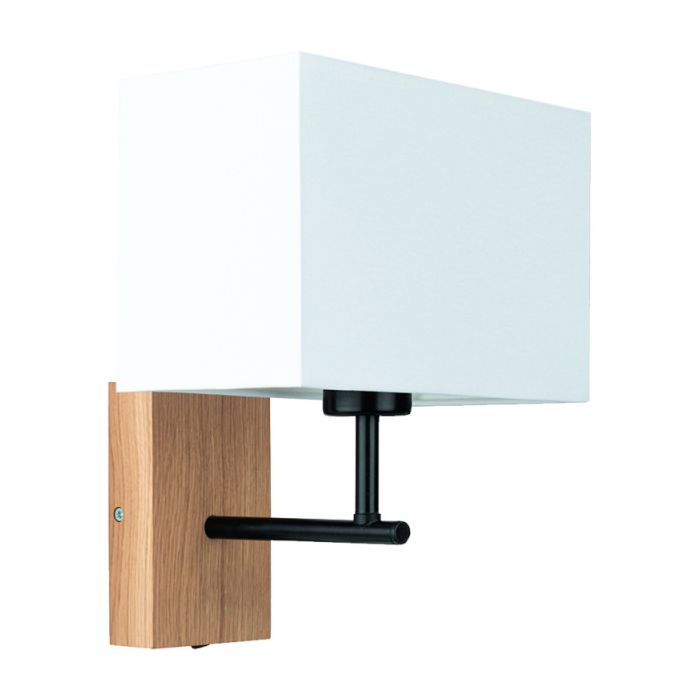 Britop Sonar 5721974 eiken wandlamp met wit textiel