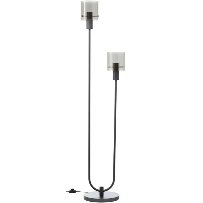 Brilliant Riffelini 60136/93 zwarte vloerlamp met rookglas