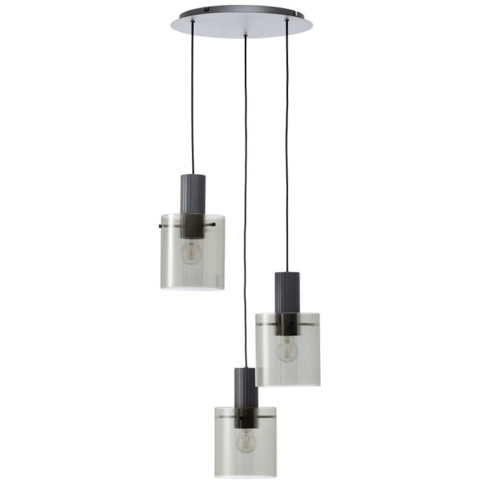 Brilliant Riffelini 60139/93 zwarte hanglamp met rookglas