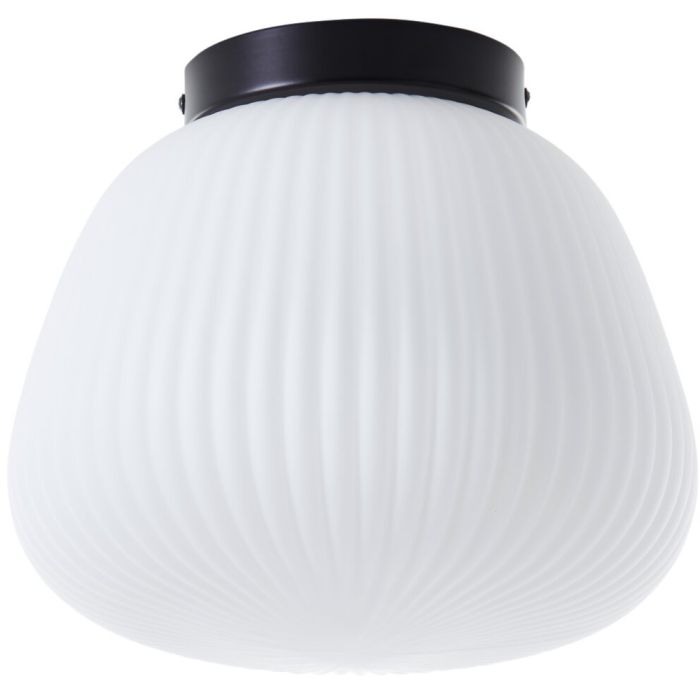 Brilliant Kaizen 60152/76 zwarte plafonniere met wit ribbelglas