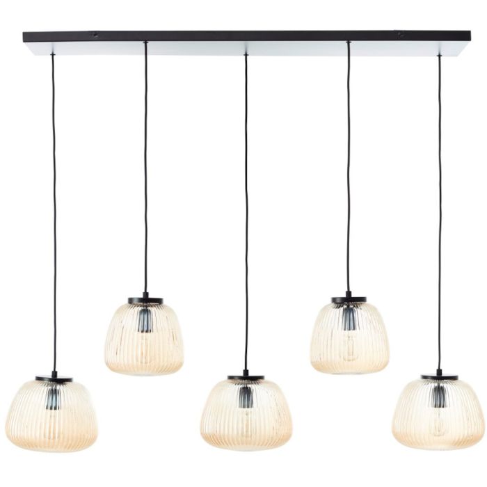 Brilliant Kaizen 60156/86 hanglamp met amber ribbel glas