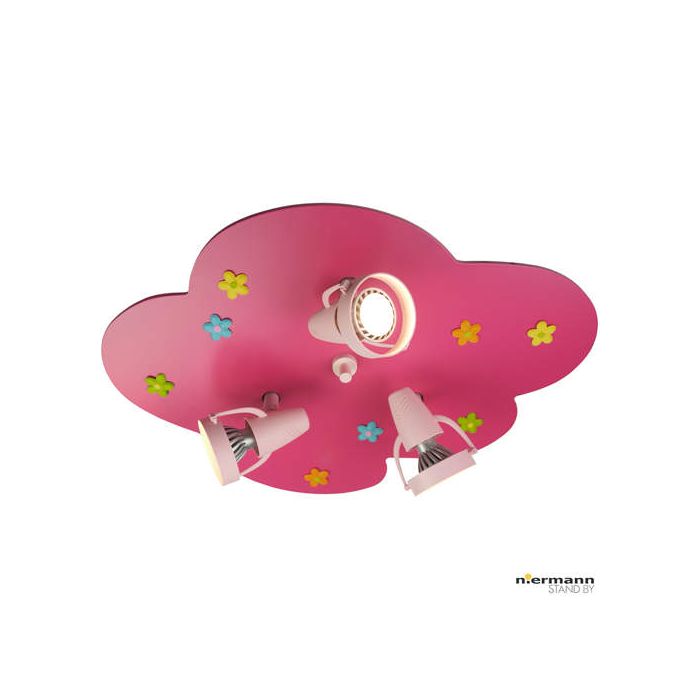 Niermann bloemenwolk plafondlamp 612 magenta