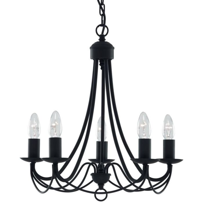 Searchlight Maypole 6345-5BK zwarte vijf lichts kroonluchter