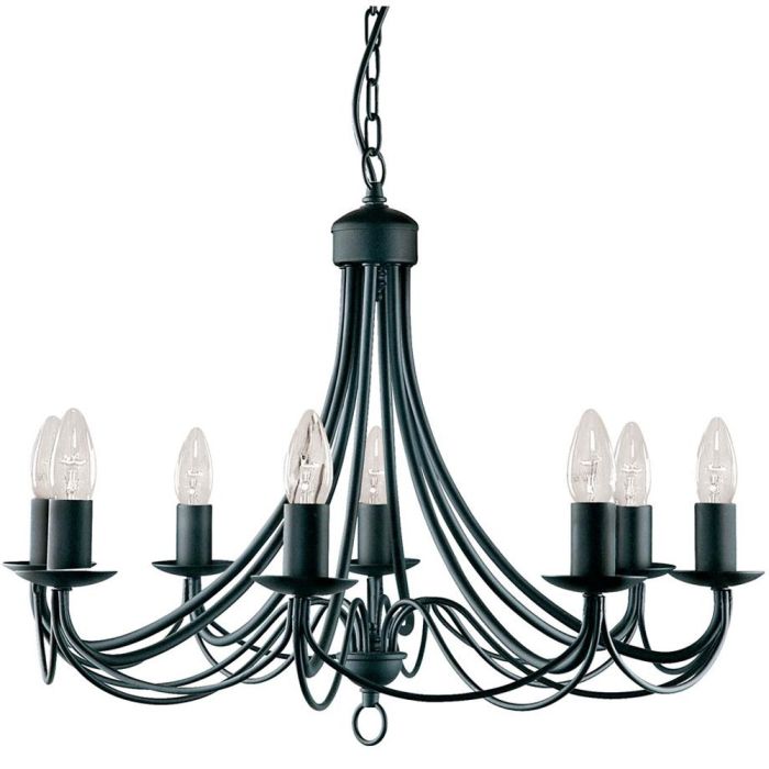 Searchlight Maypole 6348-8BK zwarte acht lichts kroonluchter