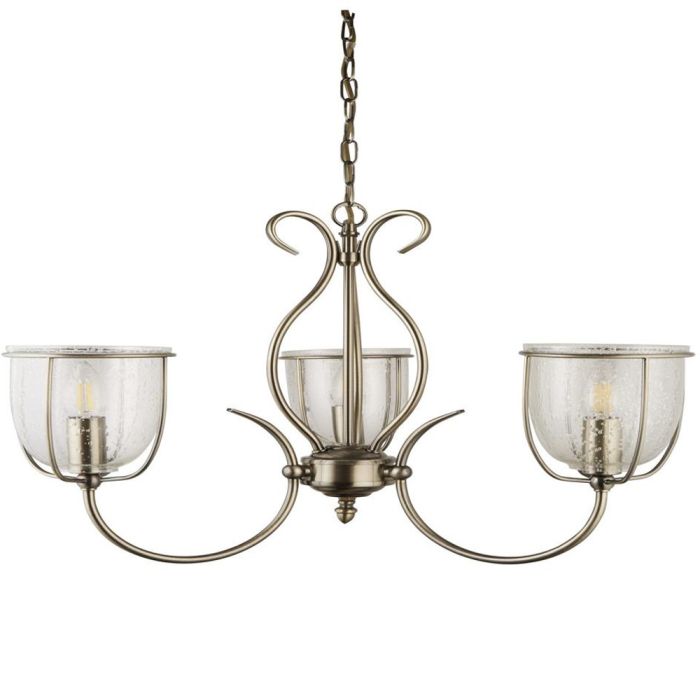 Searchlight Silhouette 6353-3AB klassiek bronzen kroonluchter met gespikkeld glazen kapjes