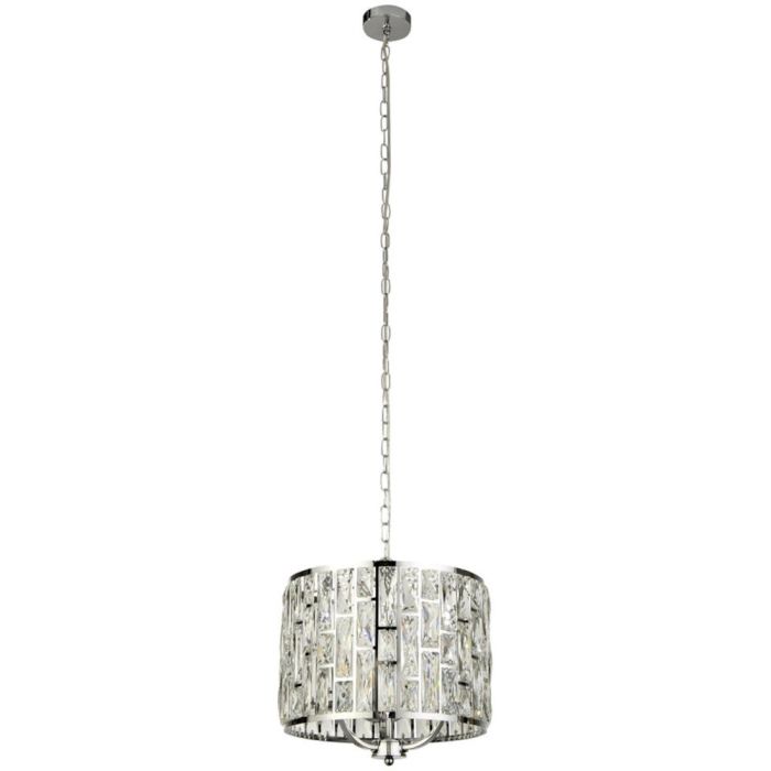 Searchlight Bijou 6583-3CC chromen hanglamp met kristalglas
