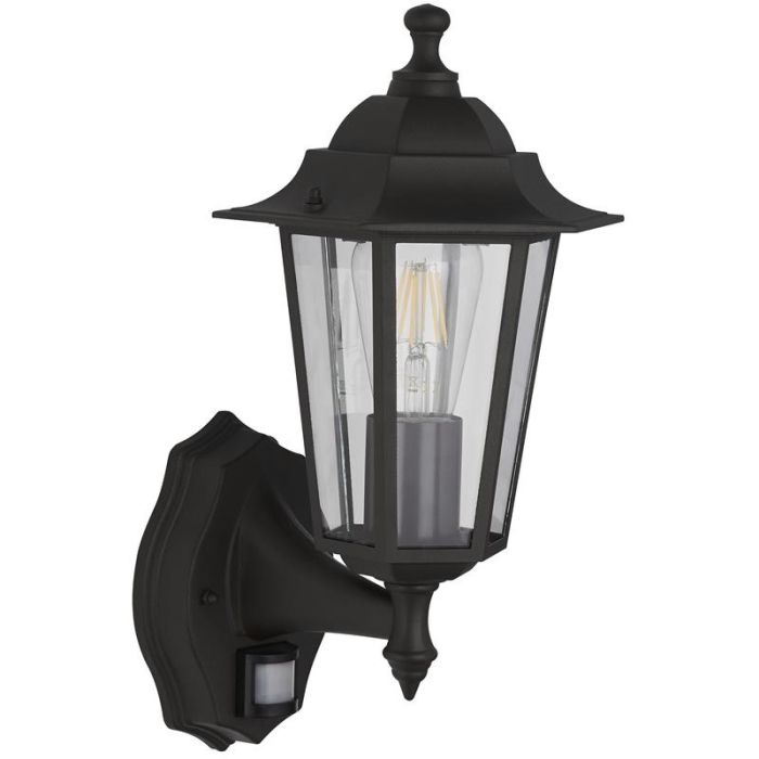Searchlight Alex 68001BK mat zwarte buitenlamp met bewegingsmelder