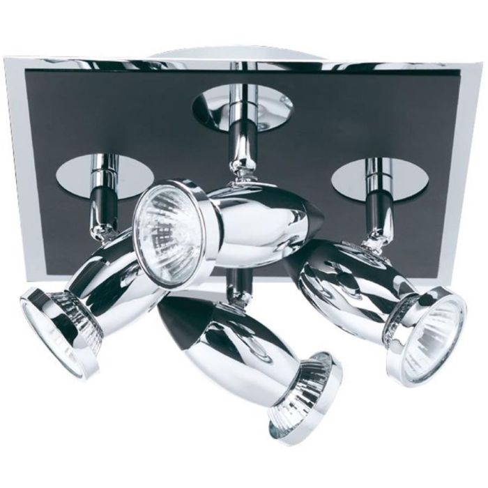 Searchlight Comet 7494 mat zwarte spot met chromen spotjes