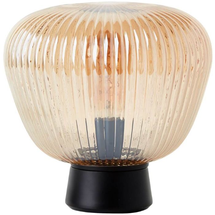 Brilliant Kaizen 80105/86 amber geribbeld glazen tafellamp
