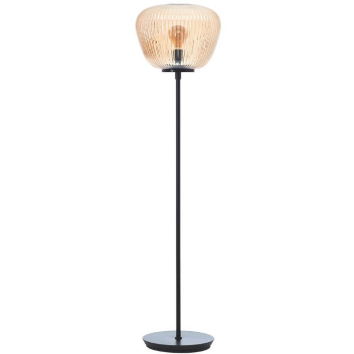 Brilliant Kaizen 80106/86 amber geribbeld glazen vloerlamp