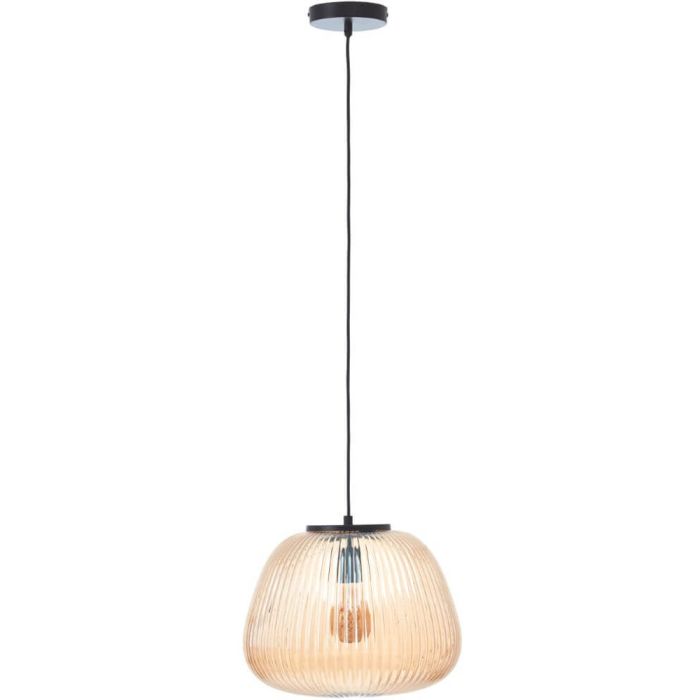 Brilliant Kaizen 80108/86 amber geribbeld glazen hanglamp