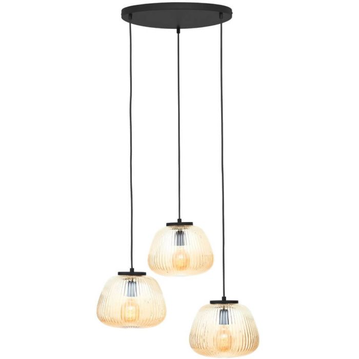 Brilliant Kaizen 80110/86 amber geribbeld glazen hanglamp