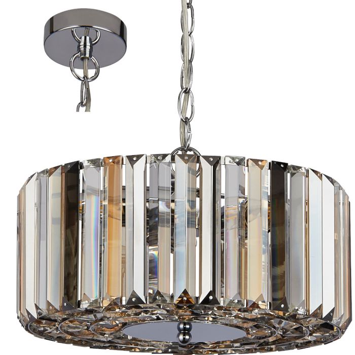Searchlight Chapeau 82101-3CC hanglamp met amber helder en rookglas