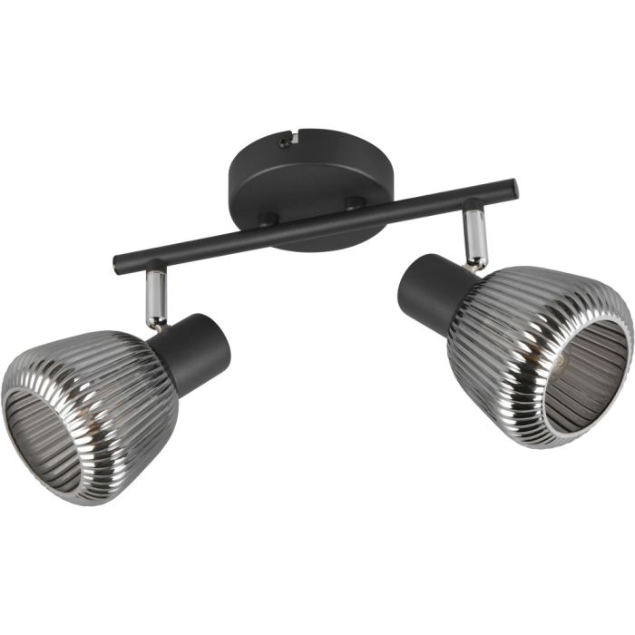 Trio Tarifa 862800232 zwarte spot met verchroomd glas