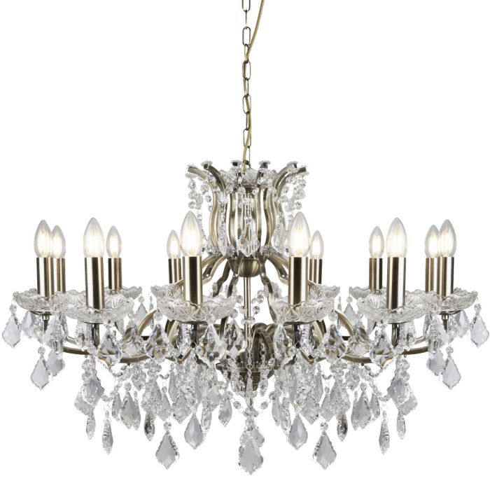 Searchlight Paris 87312-12AB antiek bronzen kroonluchter met kristal