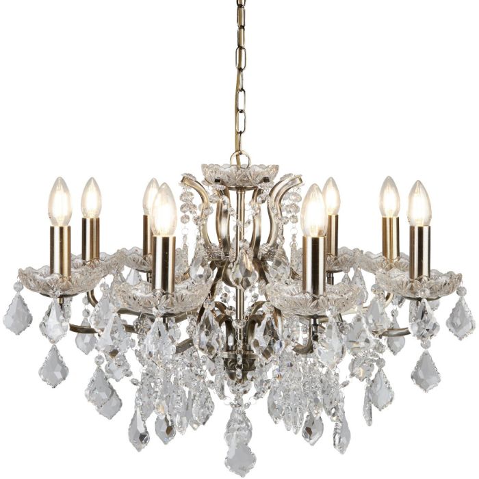 Searchlight Paris 8738-8AB antiek bronzen kroonluchter met kristal
