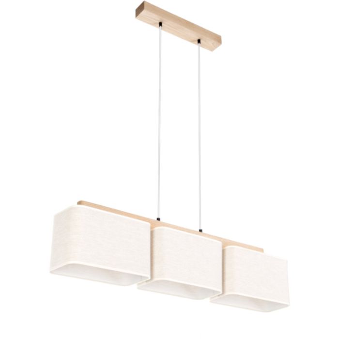 Britop Boho 875910374 eikenhouten hanglamp met linnen kappen