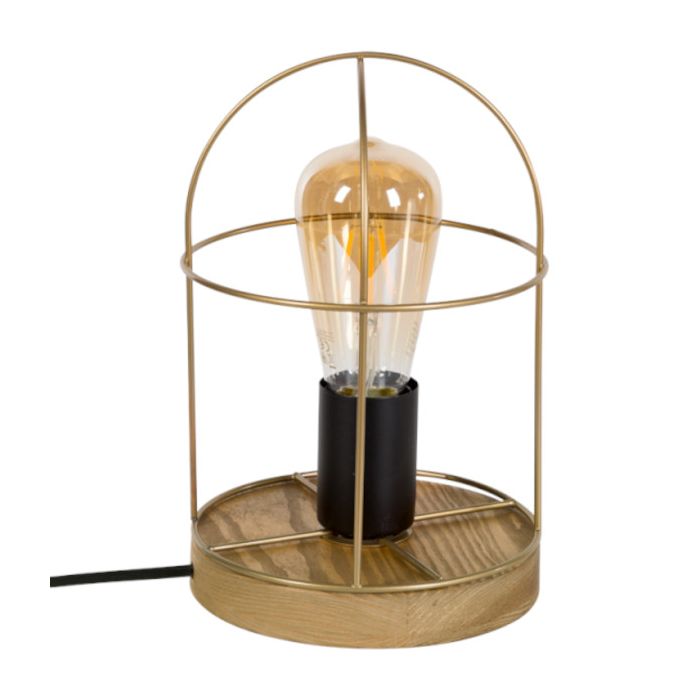 Britop Netuno 88159151 zwart met goud tafellamp met grenenhout
