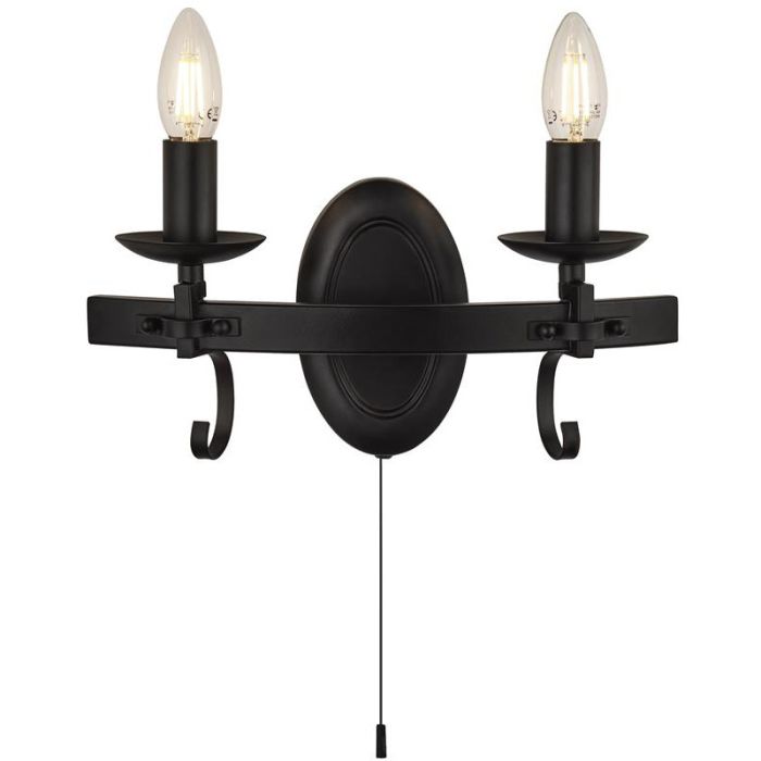 Searchlight Cartwheel 8902-2BK zwarte wandlamp