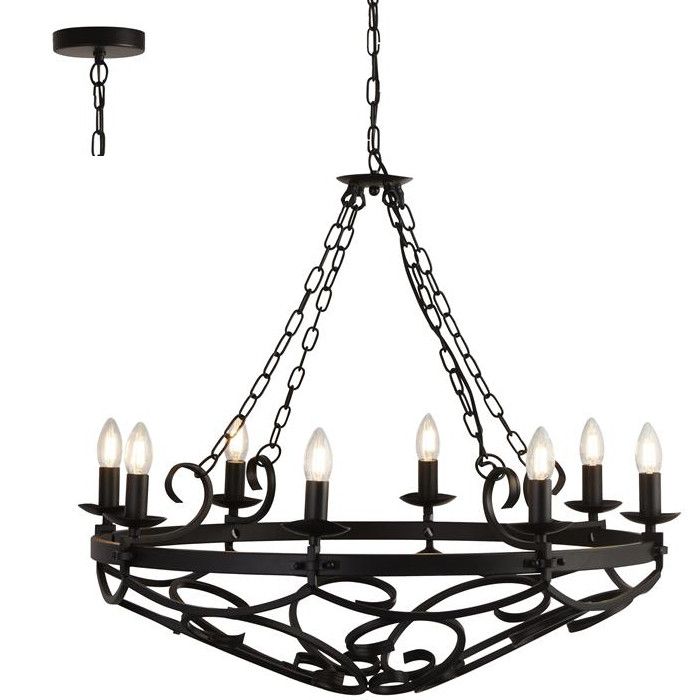 Searchlight Cartwheel 8908-8BK zwarte kroonluchter