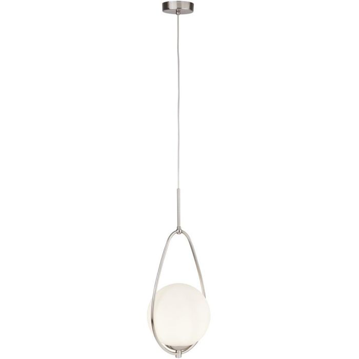 Searchlight Avalon 9171-1SS mat stalen hanglamp met opaal glas