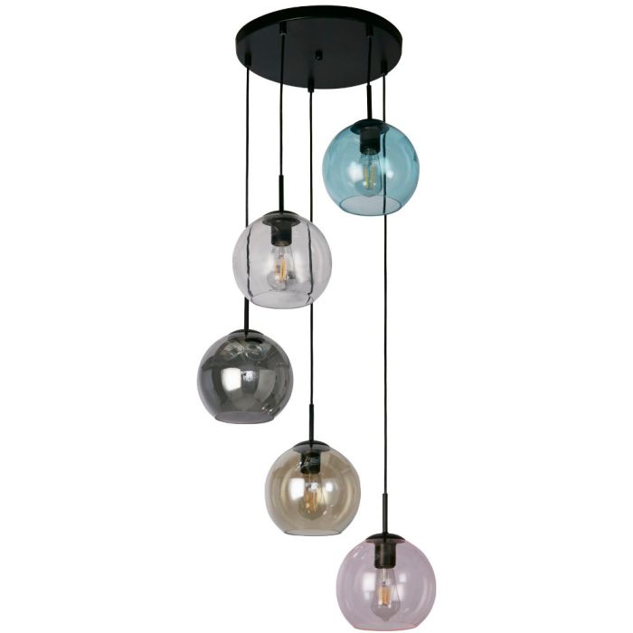 Searchlight Mardi Gras 94005-5BK kleurrijke hanglamp