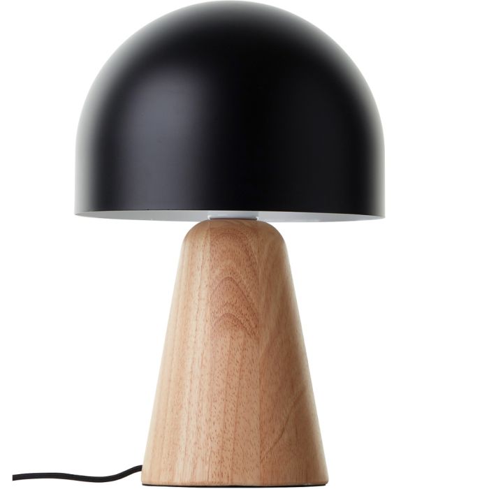 Brilliant Nalam 94702/76 zwart metalen tafellamp met houten voet
