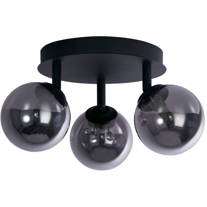 Searchlight Crosby 96913-3BK zwarte spot met drie rookglazen bollen