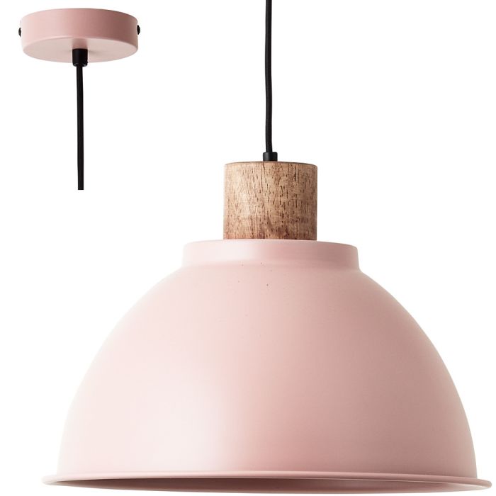 Brilliant Erena 99836/04 roze hanglamp met hout