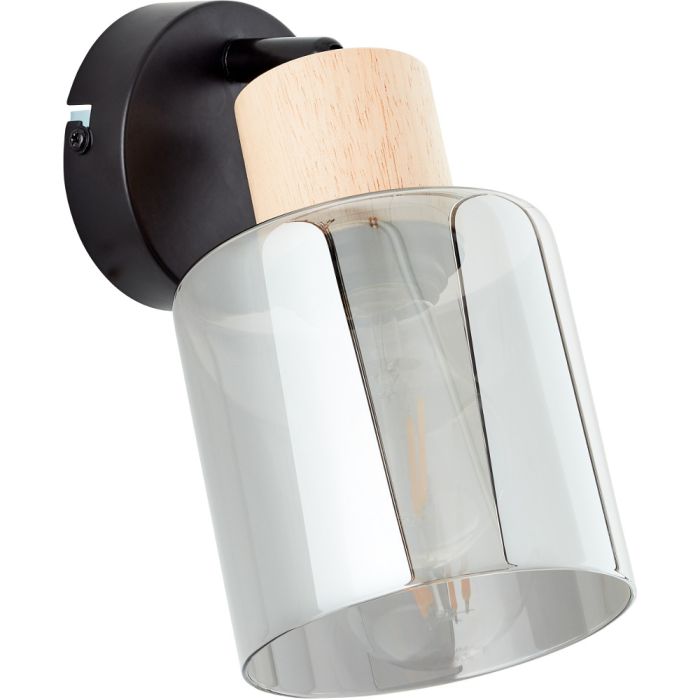 Brilliant Weald 99837/93 zwarte spot met hout en rookglas