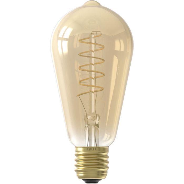 Calex Rustiek ST64 Goud Flex Filament 220-240V 5.5W 470lm 2100K E27 Dimbaar met LED dimmer uit