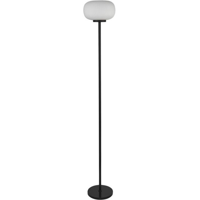 Searchlight Lumina EU10274-1BK zwarte vloerlamp met opaal geribbeld glas