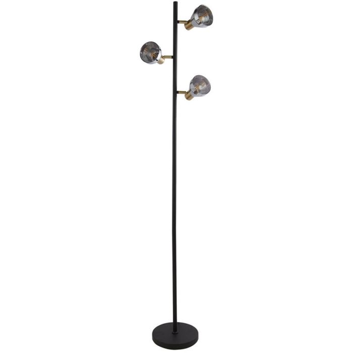 Searchlight Westminster EU23803-3SM zwarte vloerlamp met verchroomd glas