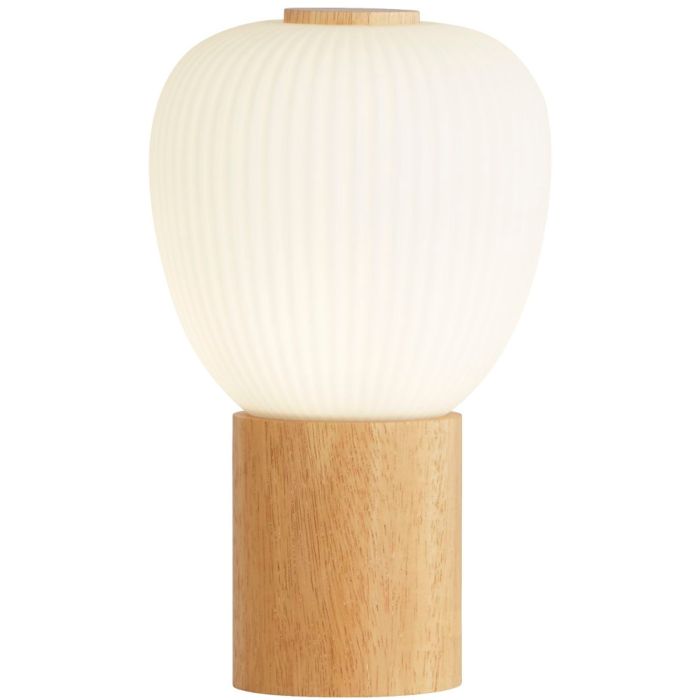 Searchlight Ella EU31410-1NA houten tafellamp met opaal kleurig glas
