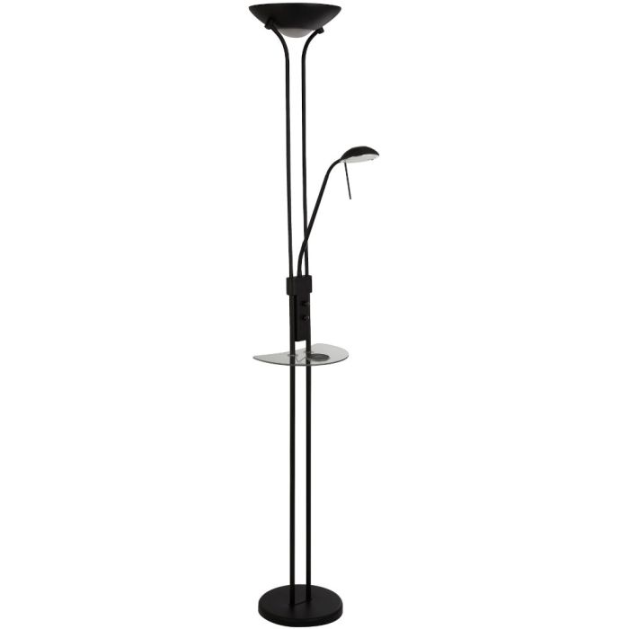 Searchlight EU32019BK zwarte uplighter met tafel voor draadloos laden