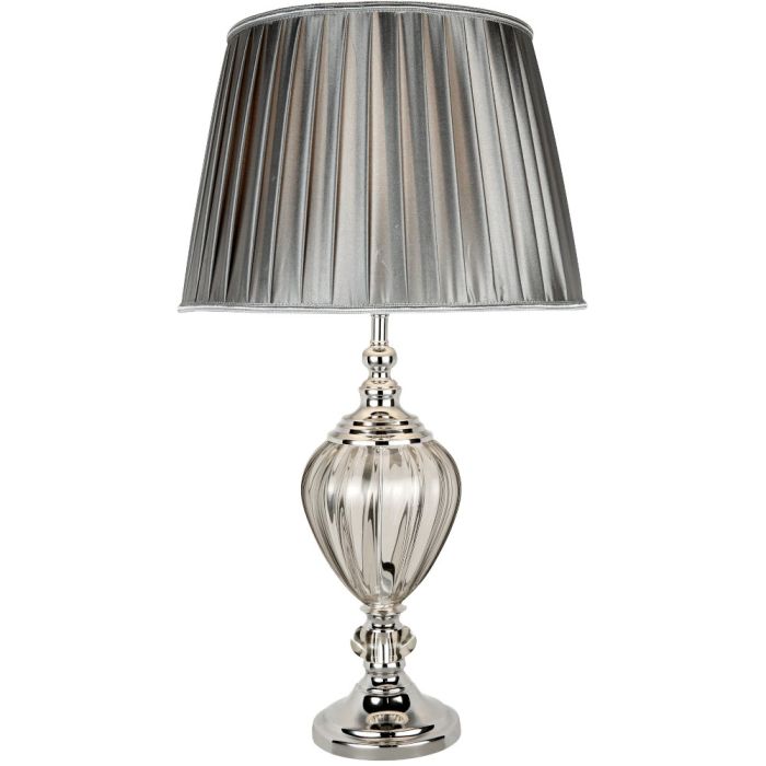 Searchlight Greyson EU3721CL chromen tafellamp met tin grijze kap