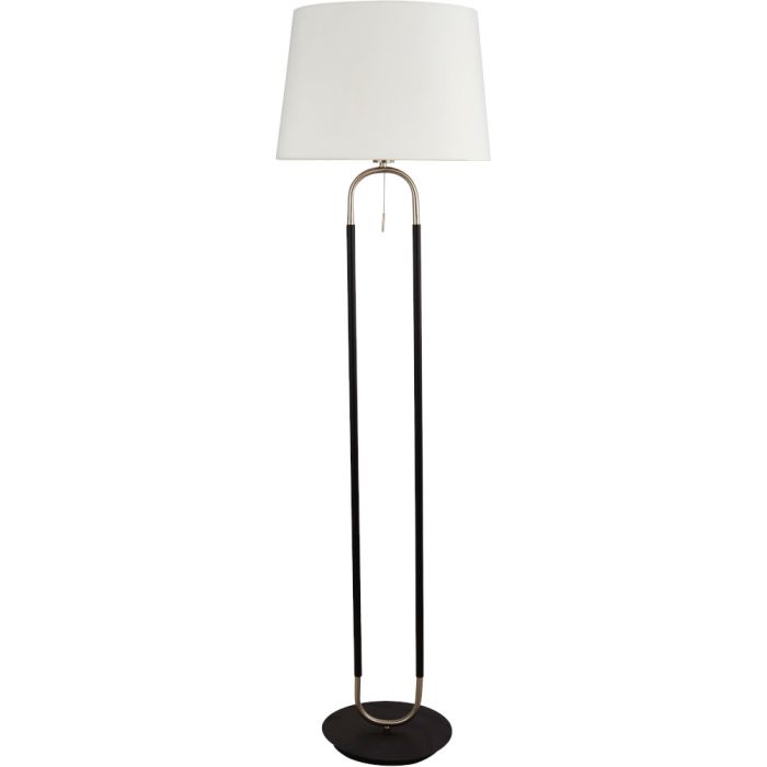 Searchlight Jazz EU41432SS zwarte vloerlamp met wit fluwelen kap