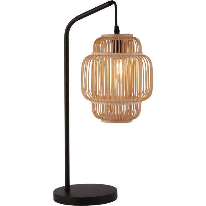 Searchlight Java EU60095BK zwarte tafellamp met bamboe kap