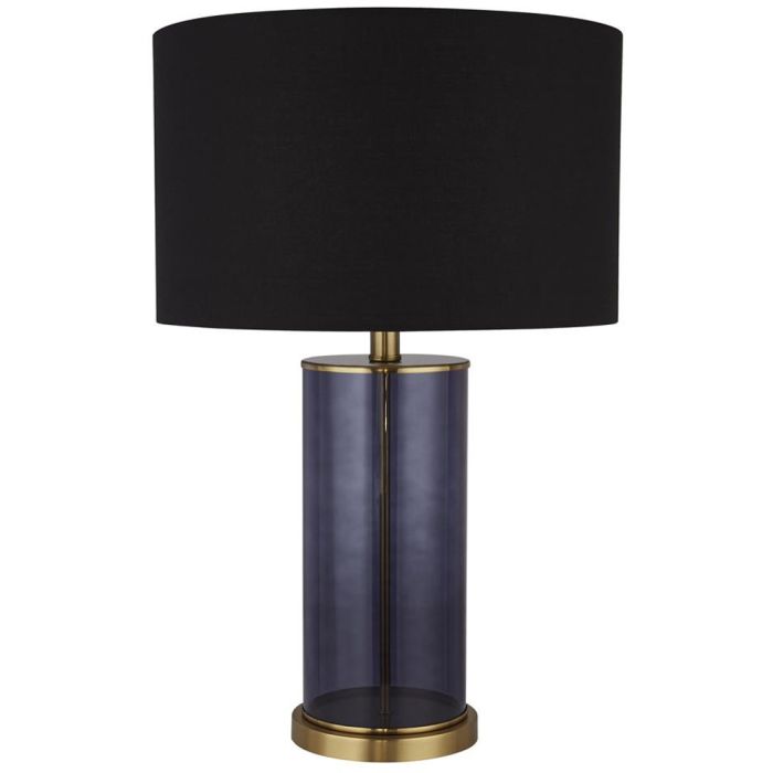 Searchlight Liberty EU60715BL blauw glazen tafellamp met zwarte kap
