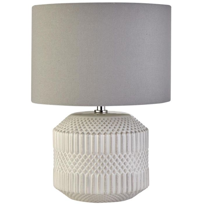 Searchlight Marquis EU60796WH witte tafellamp met grijze kap