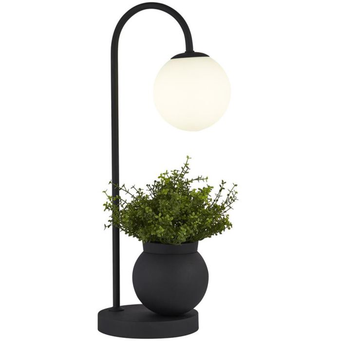 Searchlight Lunar EU61221BK zwarte tafellamp met plantenbakje