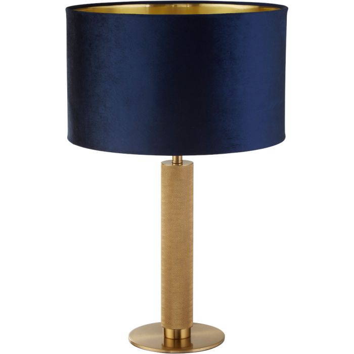 Searchlight London EU65721AZ messing tafellamp met marineblauwe kap