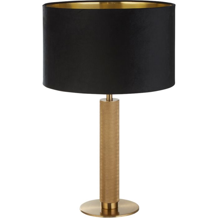 Searchlight London EU65721BK geribbeld messing tafellamp met fluwelen kap