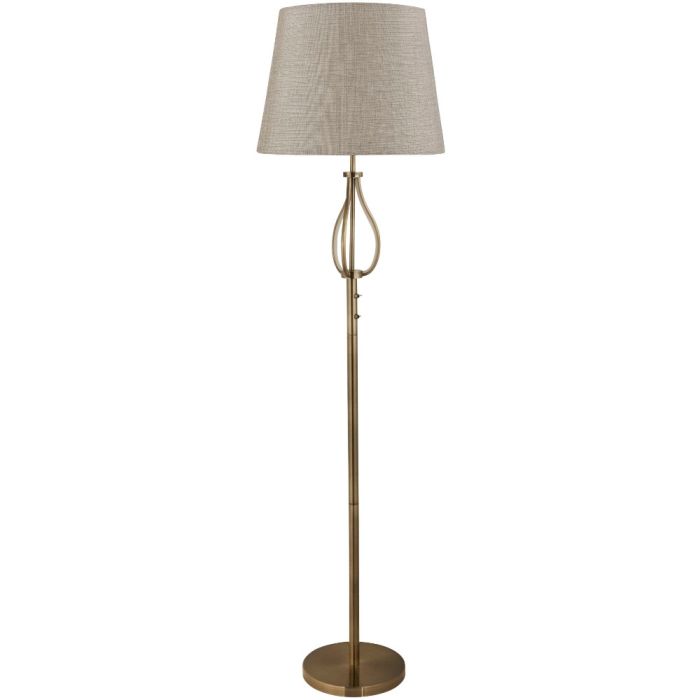 Searchlight Vegas EU7485AB antiek bronzen vloerlamp met jute kap