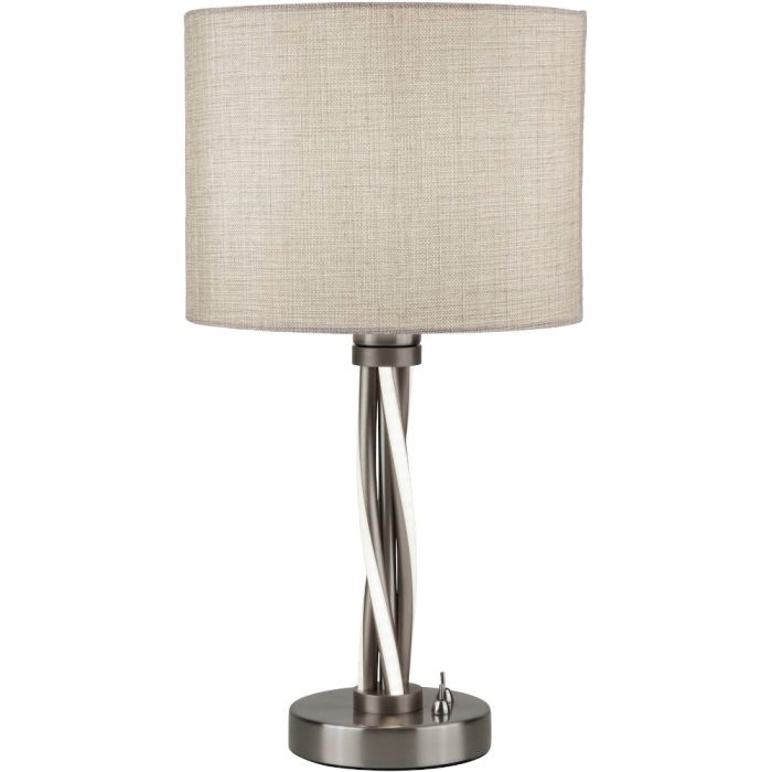 Searchlight Vegas EU7564SS stalen tafellamp met ivoor kleurige jute kap