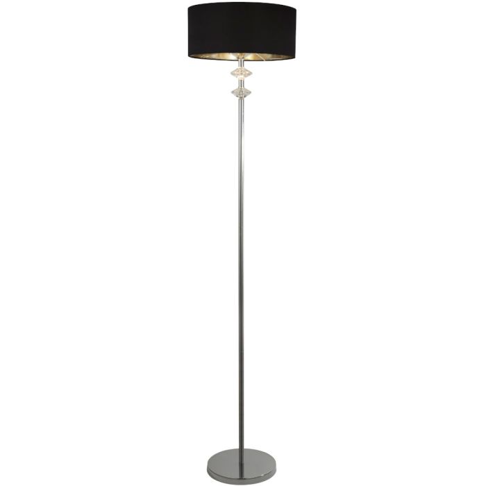 Searchlight Ontario EU7650CC chromen vloerlamp met acryl en zwart kap