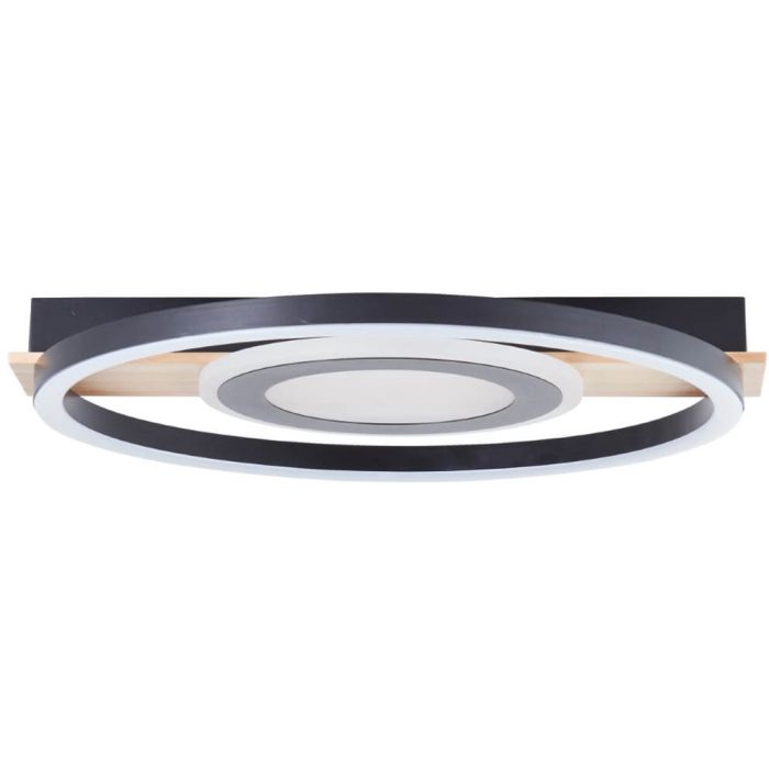 Brilliant Maureen G99927A76 zwart met houten plafondlamp