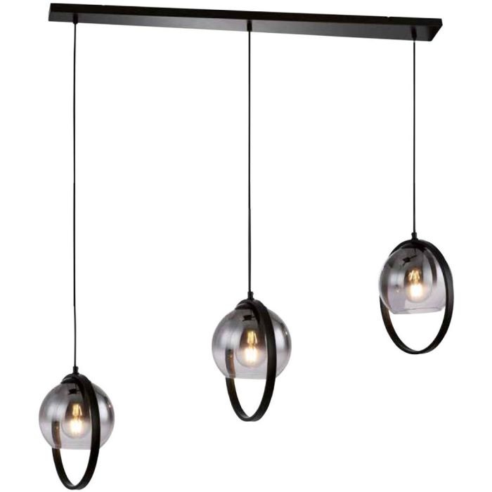 Freelight Aureol H2233SK zwarte hanglamp met rookglas