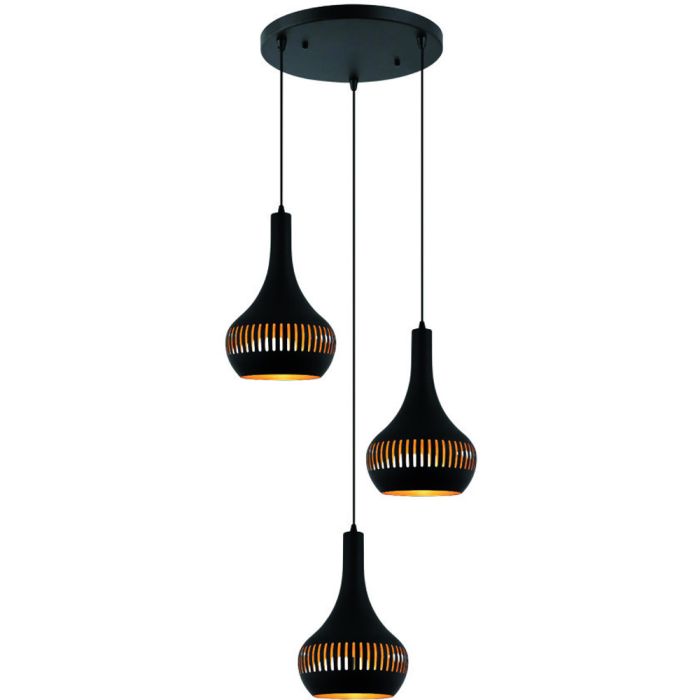 Freelight Canna H2933Z zwart met goudkleurige hanglamp